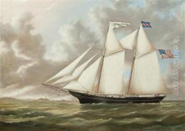 Schooner J.w. Seaver Oil Painting by Joseph B. Smith