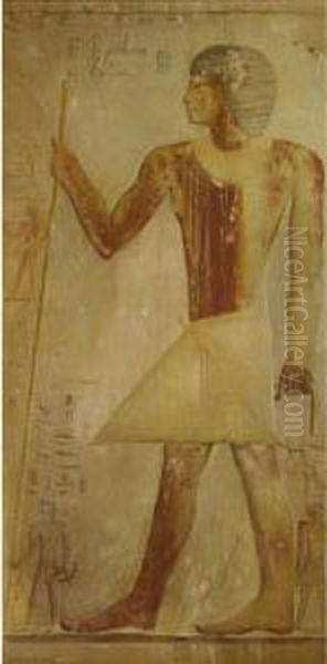 Ancient Egyptian With Staff Oil Painting by Joseph Lindon Smith