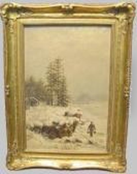 Winter Landscape Oil Painting by Mortimer L. Smith