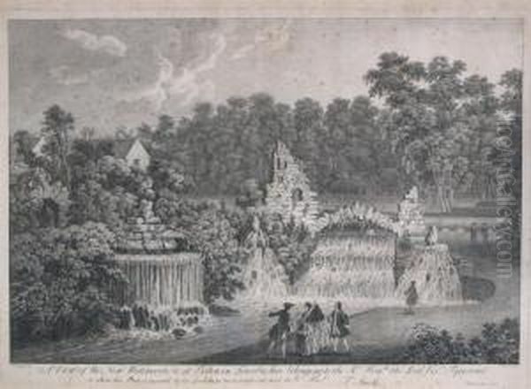 New Waterworks At Belton; Dunnington Cliff; Haddon Oil Painting by Thomas Smith