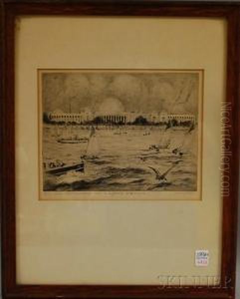 M.i.t. Across Charles River Basin, 
Boston Oil Painting by W.Harry Smith