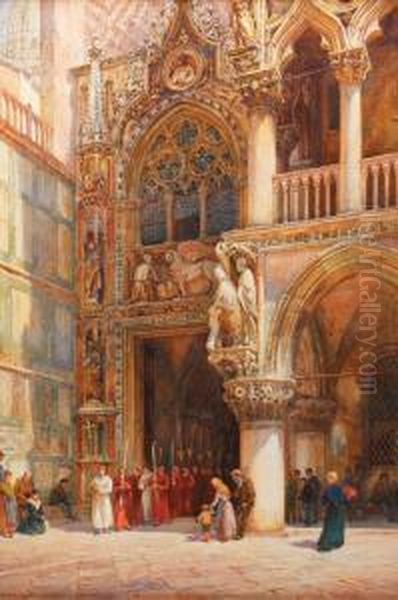 La Place Saint Marc Oil Painting by William Harding Smith