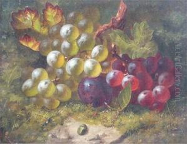 Still Life Of Grapes On A Mossy Bank Oil Painting by William Harding Smith