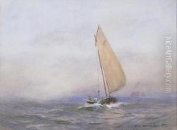 A Small Vessel On A Misty Sea Oil Painting by William St. Thomas Smith