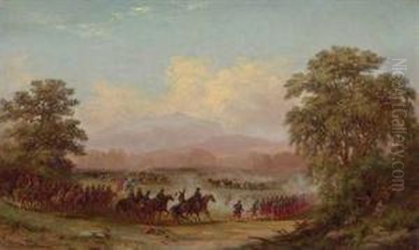 Opening Of The Battle Of Gettysburg And Death Of Generalreynolds Oil Painting by Xanthus Russell Smith