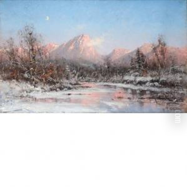 Mountain Lake, Winter Oil Painting by Frithjof Smith-Hald