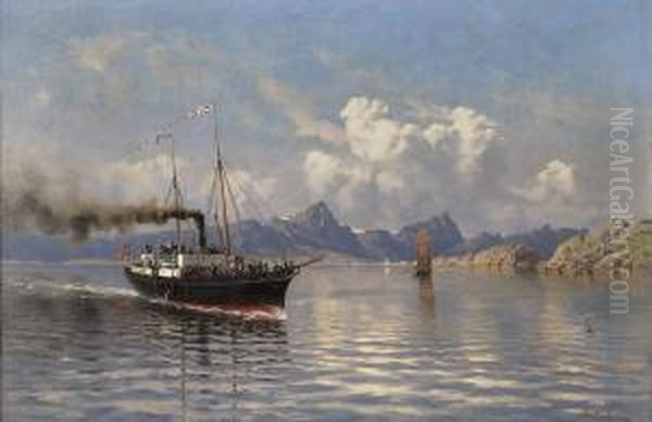 The Steamboat Helga Oil Painting by Frithjof Smith-Hald