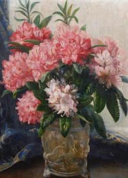 Flowers In A Vase Oil Painting by Collier Smithers