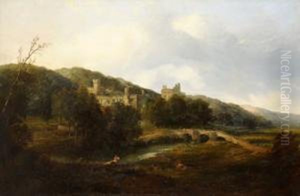 Haddon Hall From The Bakewell Road Oil Painting by Henry Smyth