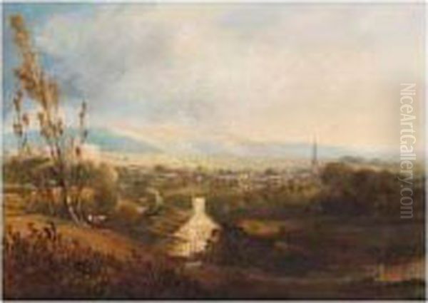 Kidwelly From Pistyll Gwyn Oil Painting by Henry Smyth