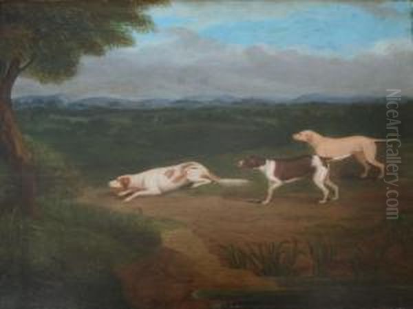 Three Hounds On A Scent Oil Painting by James Smyth