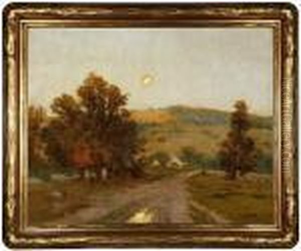 Full Moon Over A Rural New Englandvillage Oil Painting by Eugene Leslie Smythe