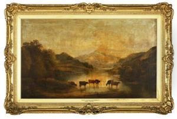 Paisagem De Montanhas Com Vacas Oil Painting by Eugene Leslie Smythe