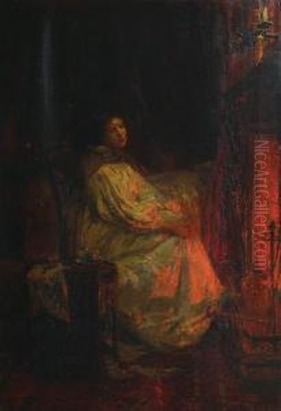 Woman By The Fire Oil Painting by Lionel Percy Smyth