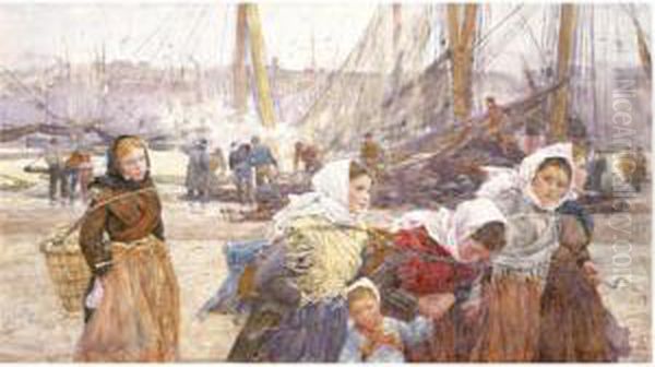 Boulogne Fisher-folk, An Impression Oil Painting by Lionel Percy Smyth