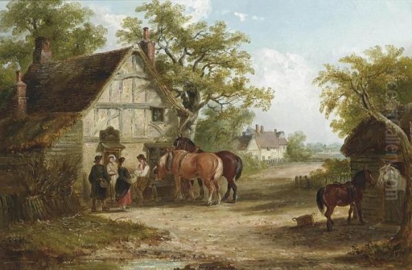 A Rest At The Inn Oil Painting by Thomas Smythe