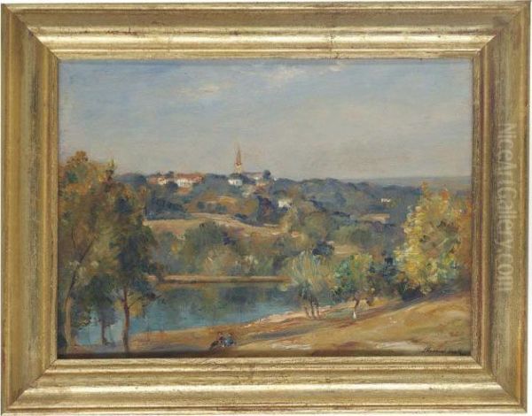 Highgate Church From The Vale Pond Oil Painting by James Herbert Snell