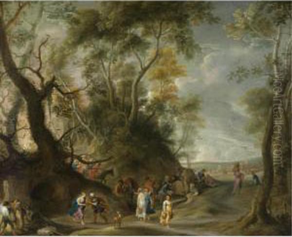 Rebecca And Eliezer At The Well Oil Painting by Andries Snellinck