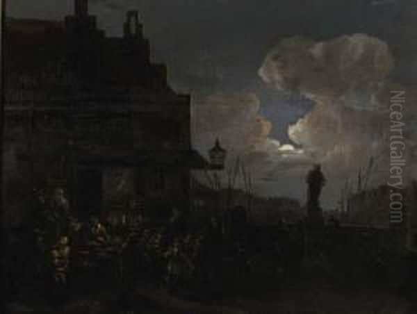 A Fruit Market In Rotterdam, At Night Oil Painting by Jan Snellinck