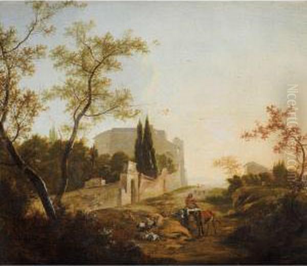 Paysage Avec Un Cavalier Pres D'une Villa Oil Painting by Jan Iii Snellinck