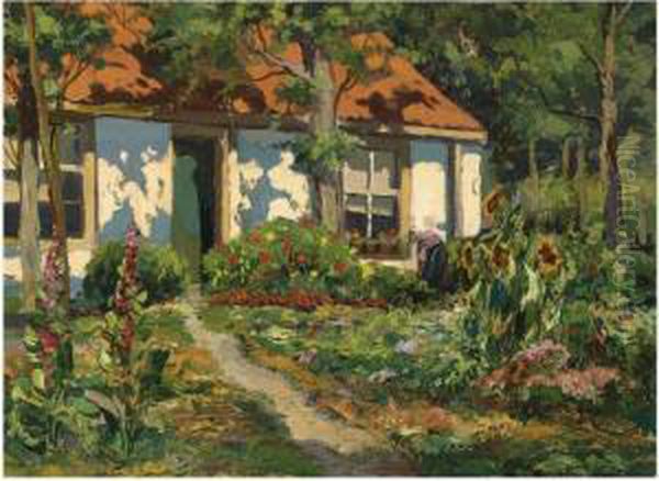 A Flowering Garden Oil Painting by Christian Snijders