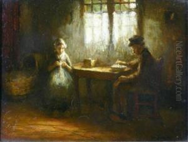 At The Kitchen Table Oil Painting by Jacob Cornelis Snoeck