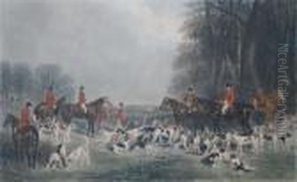 The Meet At Blagdon (by Thomas Lupton) Oil Painting by John Wray Snow