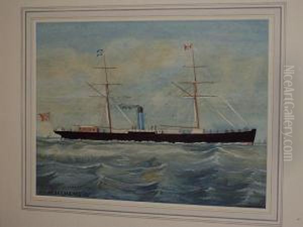 Blue Funnel Line, Steam And Sail, 's.s. Agamemnon' Oil Painting by W Snowball