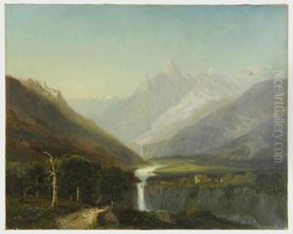 European Alpine Landscape Oil Painting by Francis Snowe