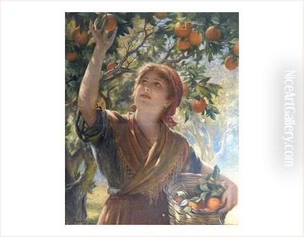 La Cueillette Des Oranges Oil Painting by Isaac Snowman