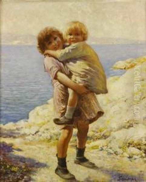 Jeunes Enfants Oil Painting by Isaac Snowman