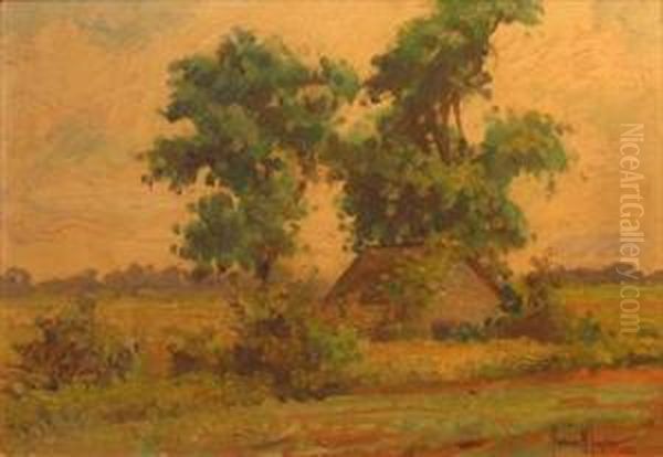 Summer Landscape With Cottage Oil Painting by Clarence Snyder