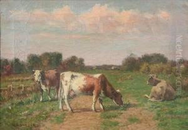 Cows In The Pasture Oil Painting by William Henry Snyder