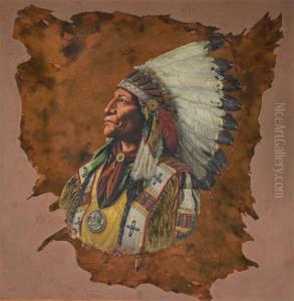 Chief Wolf Robe Oil Painting by William Mckendree Snyder