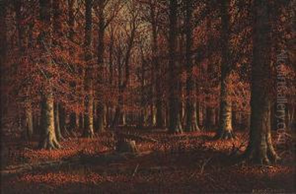 Autumn Beech Woods Oil Painting by William Mckendree Snyder