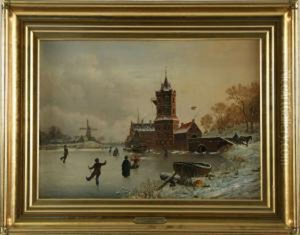 Skridskoakare Oil Painting by Gustaf Soderberg