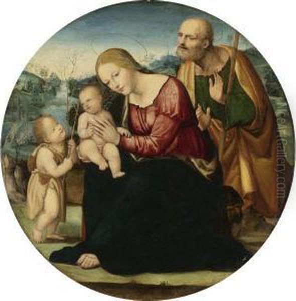 The Holy Family With The Infant Baptist In A Landscape Oil Painting by Sodoma