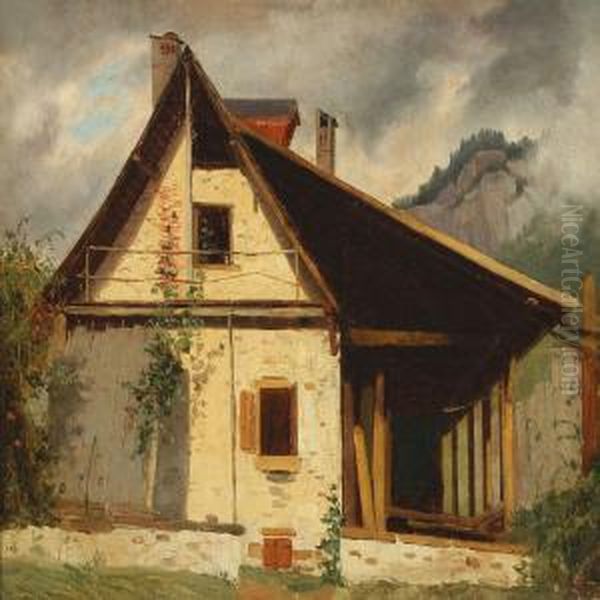 Tyrolean Lodge Oil Painting by Frederik Sodring