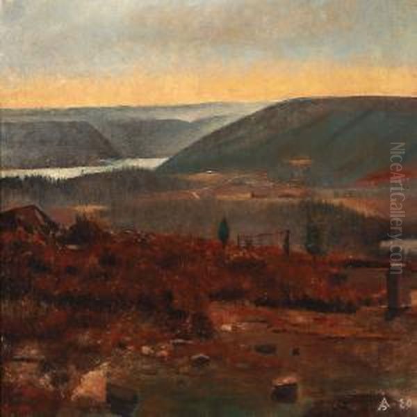 Landscape From Norland In Sweden Oil Painting by Axel Soeborg