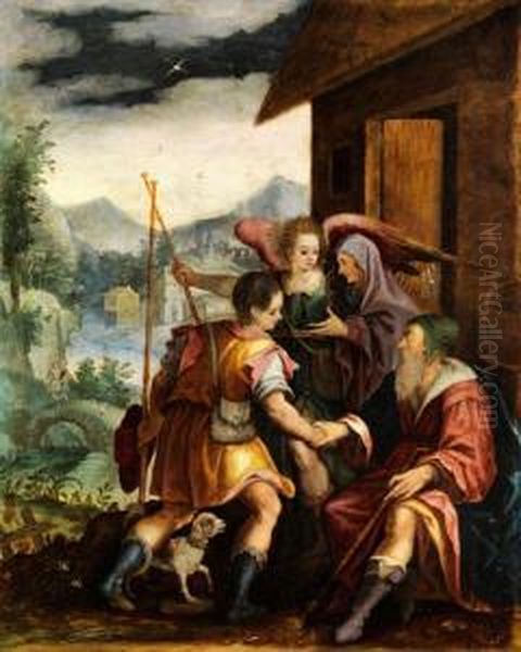 Abraham Entlasst Seinen Sohn Ismael Oil Painting by Jan Soens