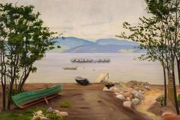 Fra Helgoy, Hvelvet Bat Oil Painting by Harald Sohlberg