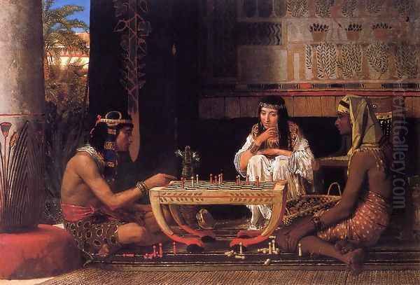 Egyptian Chess Players Oil Painting by Sir Lawrence Alma-Tadema