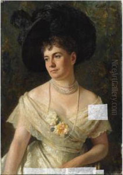 A Portrait Of Countess Marianne Dohna Oil Painting by Carl Rudolph Sohn