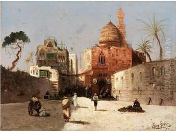 Orientalische Strassenszene Mit Moschee Oil Painting by Wilhelm Sohn