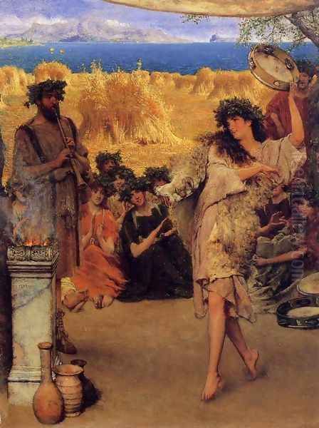 A Harvest Festival Oil Painting by Sir Lawrence Alma-Tadema