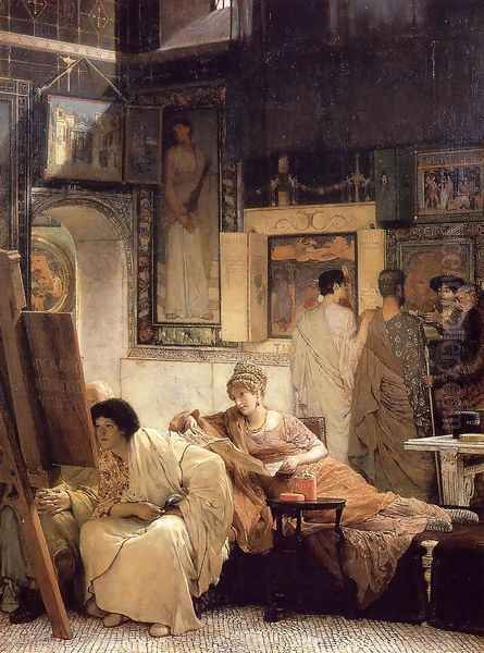 A Picture Gallery Oil Painting by Sir Lawrence Alma-Tadema