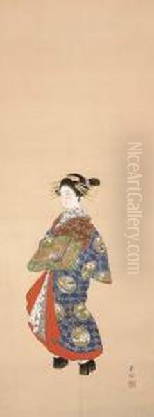 Courtesan Oil Painting by Yamaguchi Soken