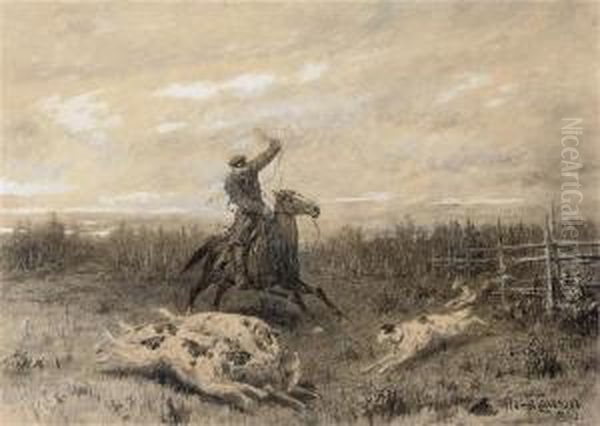 Hunting With Borzoi Oil Painting by Pyotr Fyodorovich Sokolov