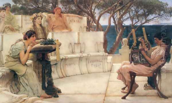 Sappho And Alcaeus 1881 Oil Painting by Sir Lawrence Alma-Tadema