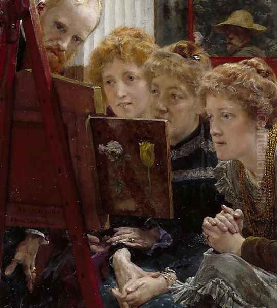 A Family Group Oil Painting by Sir Lawrence Alma-Tadema